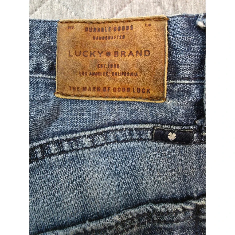Lucky Brand 221 Straight Jeans Mens 36 Blue Distressed Denim